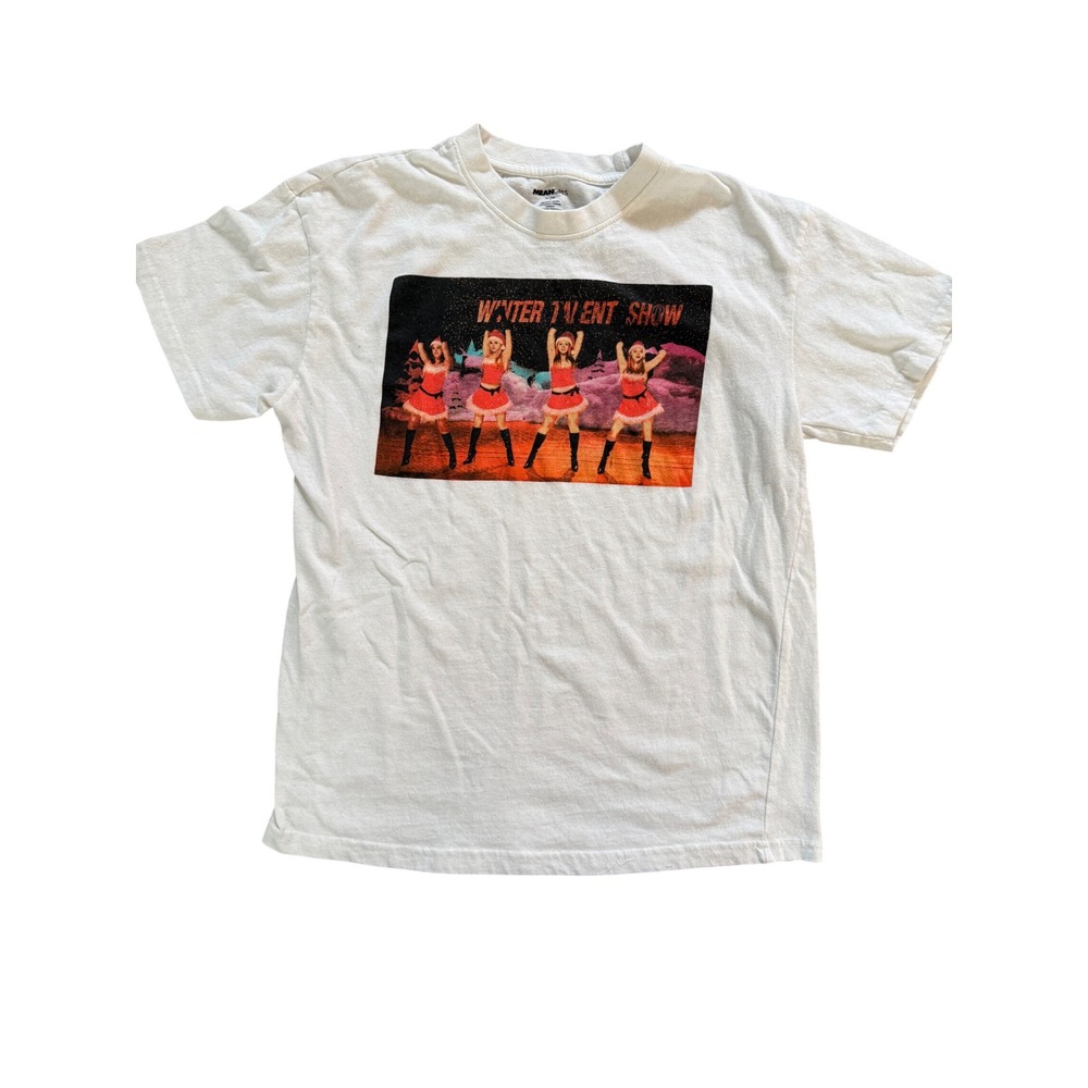 Mean Girls Winter Talent Show Graphic T-Shirt White Jingle Bell Rock Movie Tee L